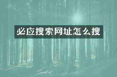 必应搜索网址怎么搜