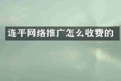 连平网络推广怎么收费的