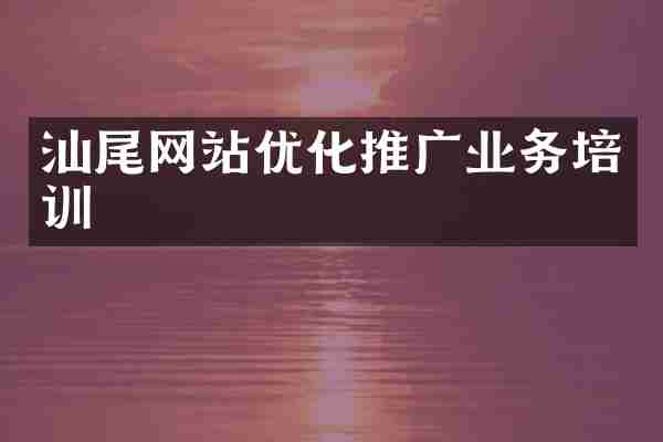 汕尾网站优化推广业务培训