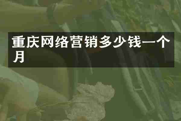 重庆网络营销多少钱一个月