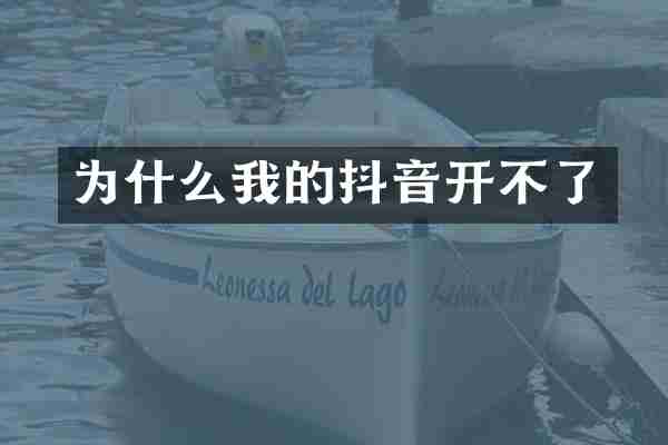 为什么我的抖音开不了