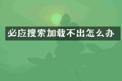 必应搜索加载不出怎么办