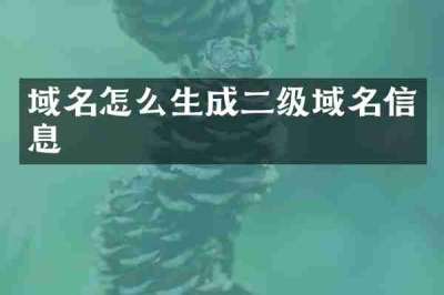 域名怎么生成二级域名信息