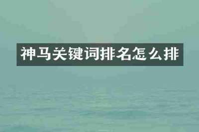 神马关键词排名怎么排