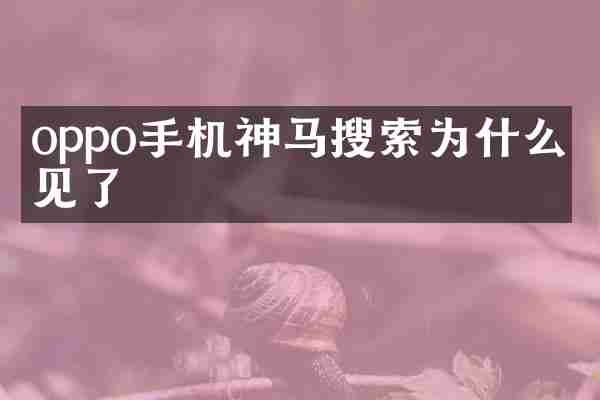 oppo手机神马搜索为什么不见了