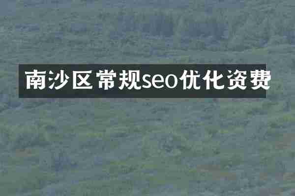 南沙区常规seo优化资费