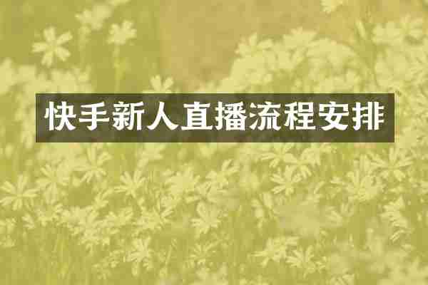 快手新人直播流程安排