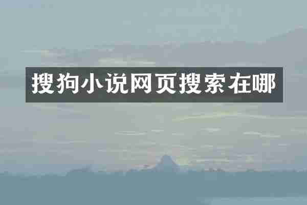 搜狗小说网页搜索在哪