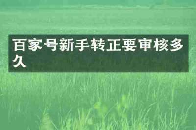百家号新手转正要审核多久