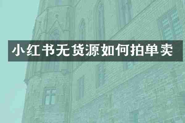 小红书无货源如何拍单卖