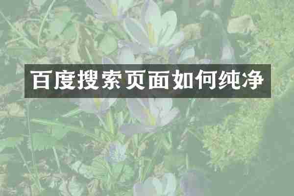 百度搜索页面如何纯净