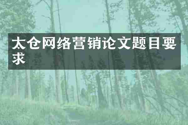 太仓网络营销论文题目要求