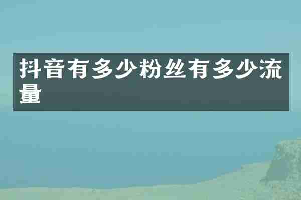 抖音有多少粉丝有多少流量