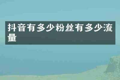 抖音有多少粉丝有多少流量