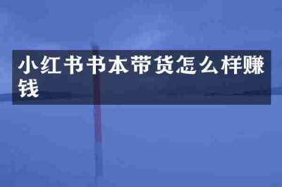 小红书书本带货怎么样赚钱