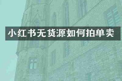 小红书无货源如何拍单卖
