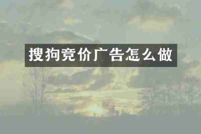 搜狗竞价广告怎么做