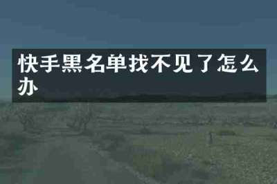 快手黑名单找不见了怎么办