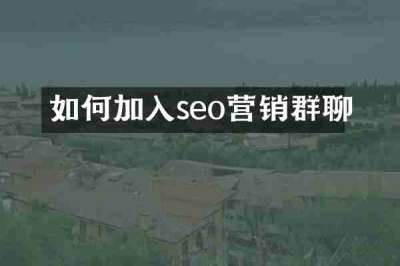 如何加入seo营销群聊