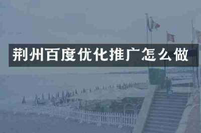 荆州百度优化推广怎么做
