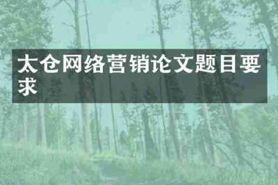 太仓网络营销论文题目要求