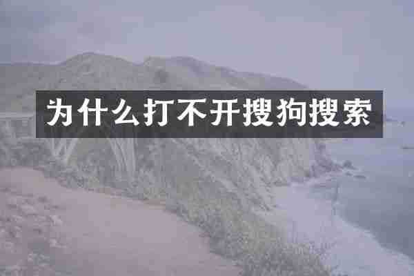 为什么打不开搜狗搜索