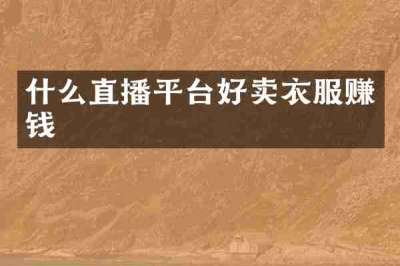 什么直播平台好卖衣服赚钱