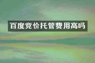 百度竞价托管费用高吗