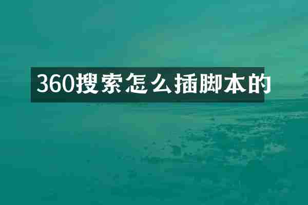 360搜索怎么插脚本的