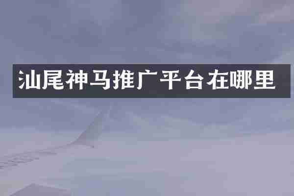 汕尾神马推广平台在哪里