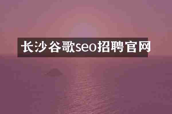 长沙谷歌seo招聘官网