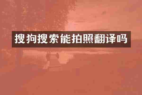 搜狗搜索能拍照翻译吗