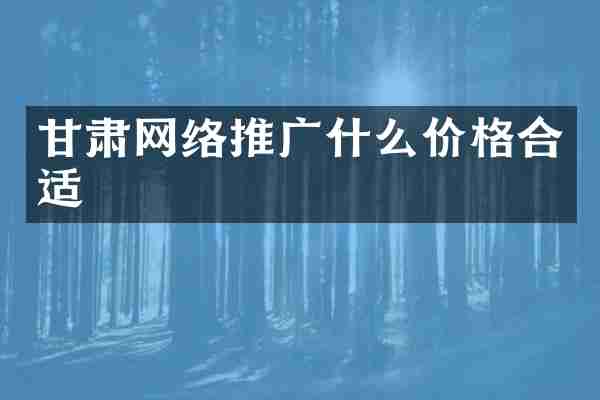 甘肃网络推广什么价格合适
