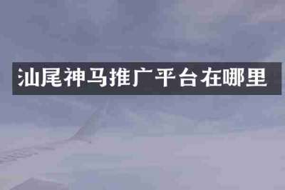 汕尾神马推广平台在哪里
