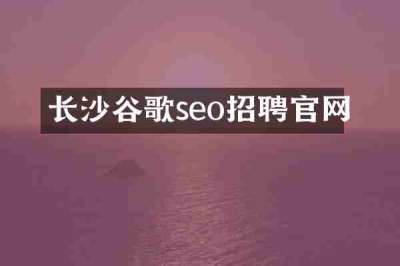长沙谷歌seo招聘官网