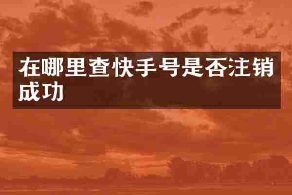 在哪里查快手号是否注销成功