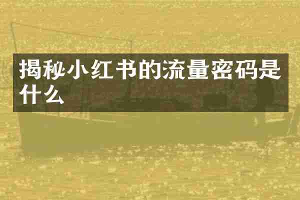 揭秘小红书的流量密码是什么