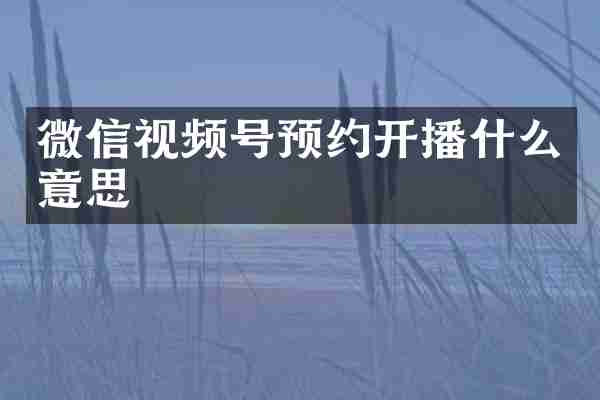 微信视频号预约开播什么意思