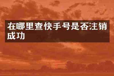 在哪里查快手号是否注销成功