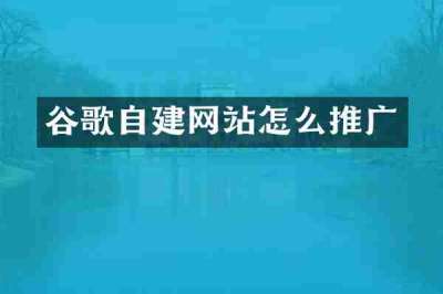 谷歌自建网站怎么推广