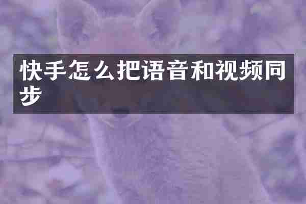 快手怎么把语音和视频同步