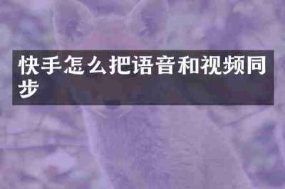 快手怎么把语音和视频同步