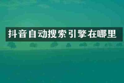 抖音自动搜索引擎在哪里