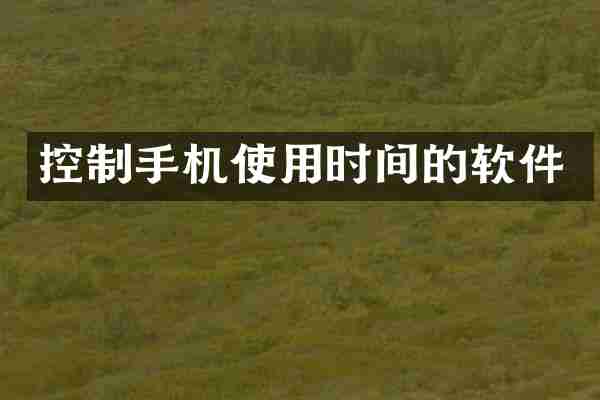 控制手机使用时间的软件