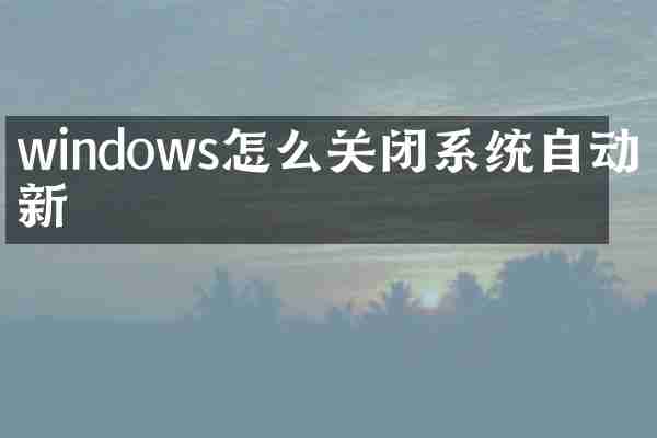 windows怎么关闭系统自动更新
