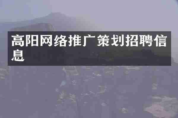高阳网络推广策划招聘信息