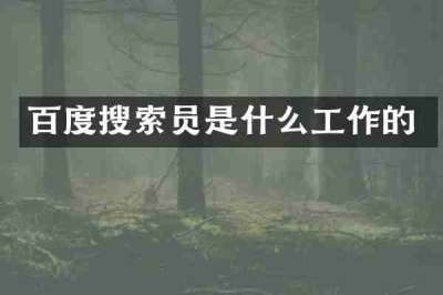 百度搜索员是什么工作的