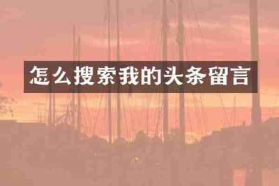 怎么搜索我的头条留言