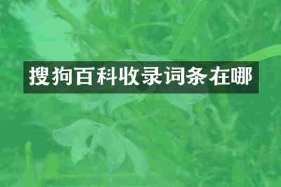 搜狗百科收录词条在哪