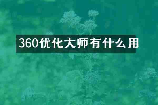 360优化大师有什么用